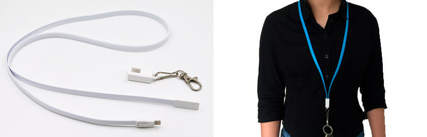 lanyard-con-cargador Lanyard con cable de carga integrado para dispositivos Apple o Android