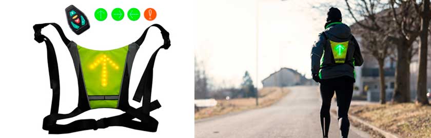 mochila-flechas-led Peto o mochila con señales luminosas para deportes personalizado con Evalcris
