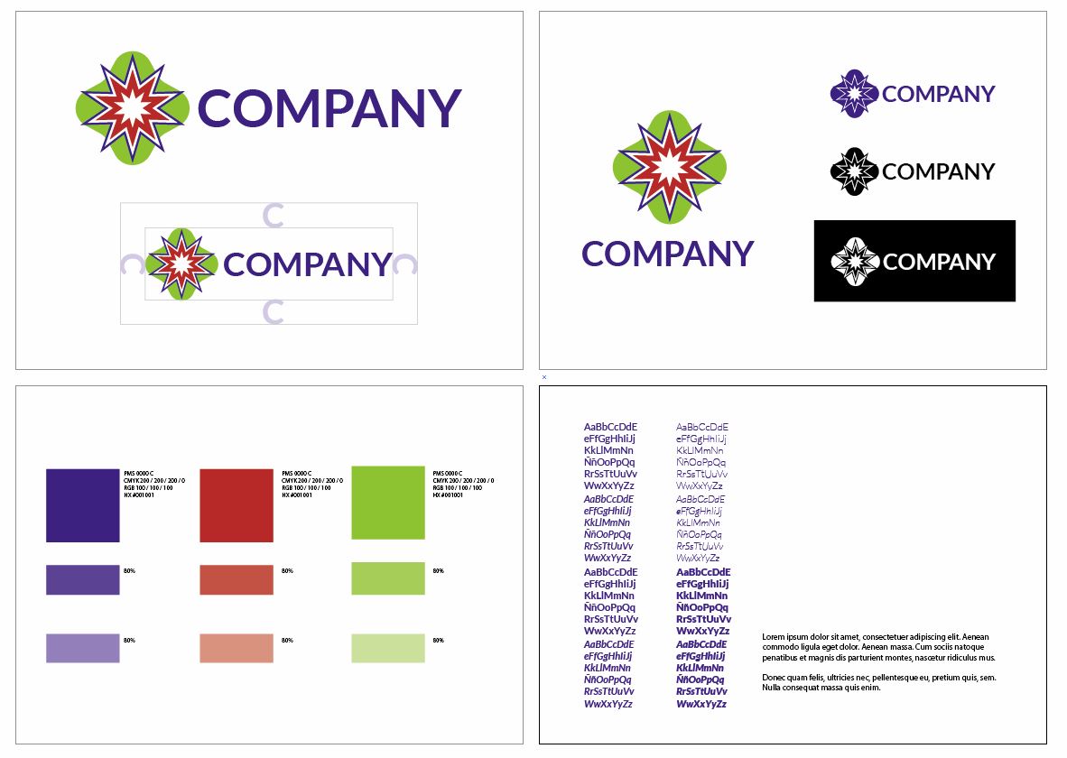manual-corporativo-ejemplo Ejemplo de manuales corporativos: logos en positivo y negativo, colores, tipografías...