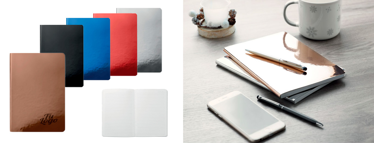 Agendas con tapas brillantes personalizadas con Evalcris