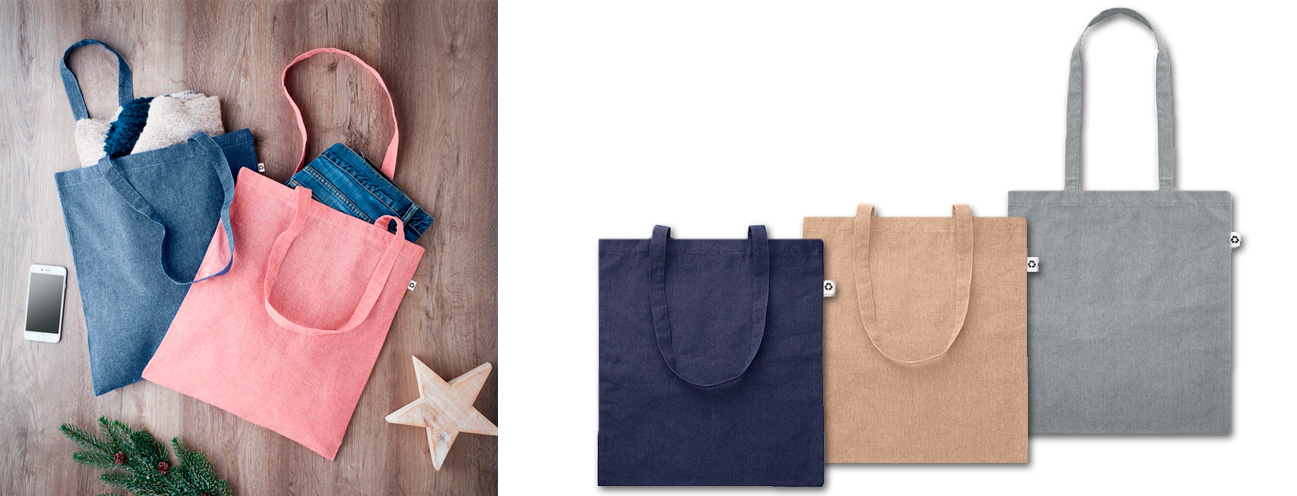 Bolsas o tote bags de algodón reciclado personalizadas con Evalcris