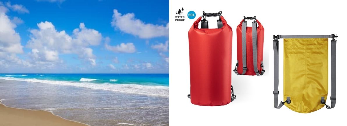 Bolsa impermeable o estanca para llevar a la playa o la montaña con Evalcris