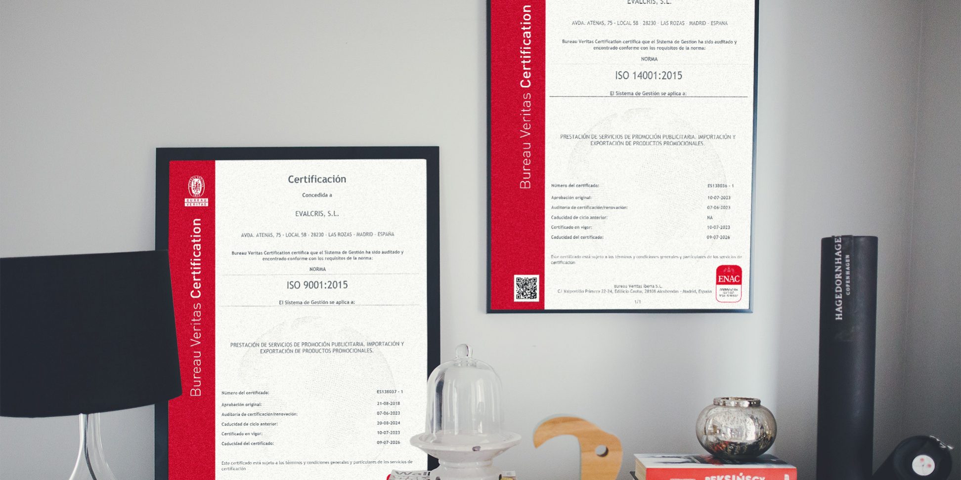 Certificaciones ISO 9001 y 14001 por Evalcris y Bureau Veritas