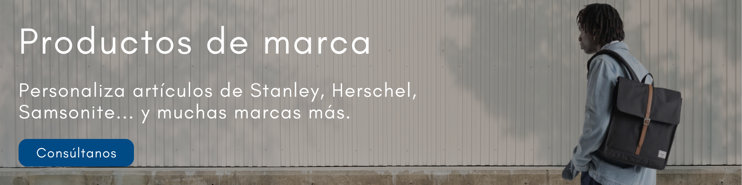 Banner desktop: artículos de marca como Stanley o Samsonite con Evalcris.