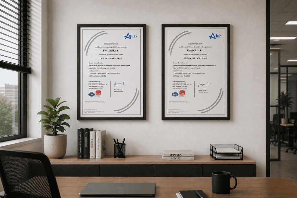 RenovaciónCertificaciones_ISO9001y14001 Certificaciones ISO 9001 e ISO 14001 por Adok para Evalcris
